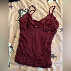 Burgundy Lace Trim Camisole